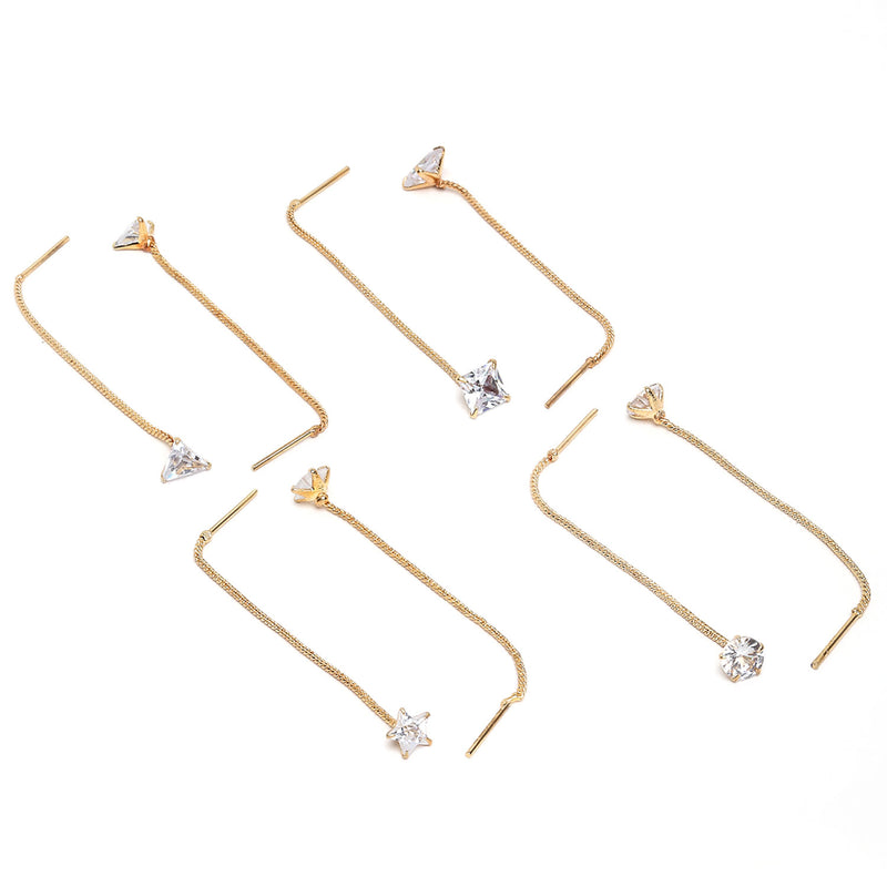 Set of 4 Gold-Plated White Contemporary Drop Earrings