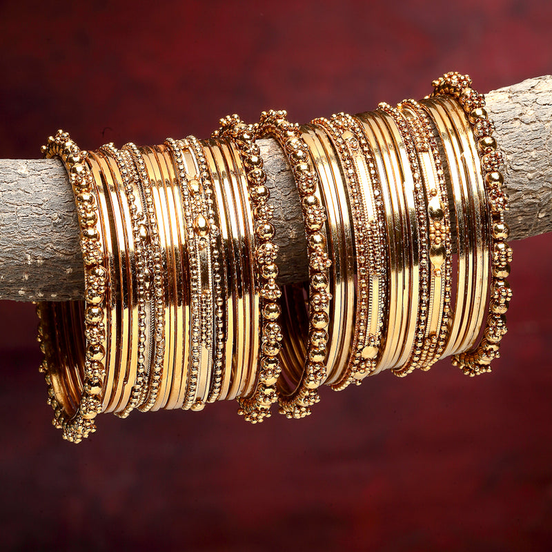Oxidised Gold-Plated Set Of 40 Bangles