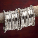 Rhodium-Plated with Oxidised Silver-Tone Set Of 40 Textured Bangles