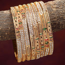 Set of 8 Red and Green Gold-Plated Crystal Studded Meenakari Handcrafted Bangles Combo