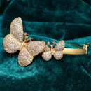 Gold Plated with White American Diamond Studded Butterfly Kada Bracelet