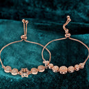 Rose Gold Plated American Diamond Studded Round & Star Charm Adjustable Bracelet Combo Set of 2