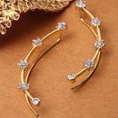 Gold Plated White Cubic Zirconia Studded Ear Cuffs