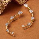 Gold-Plated Heart Shaped White American Diamond Studded Ear Cuffs