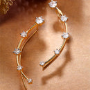 Gold-Plated Round White American Diamond Studded Ear Cuffs