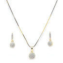 Gold-Plated White Cubic Zirconia Studded Pendant with Chain and Earring