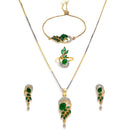 18K Gold-Plated Green Cubic Zirconia Studded Handcrafted Stylish Designed Jewellery Set