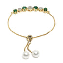 Gold-Plated & Green CZ Stone-Studded Jewellery Set Combo