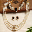 Gold-Plated & Black Stone-Studded & Beaded Layered Temple Jewellery Set Combo