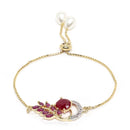 Red 18K Gold-Plated Cubic Zirconia Studded Handcrafted Jewellery Set Combo