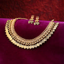 Traditional Gold-Plated White Pearl Lakshmi Coin Necklace & Earring Jewellery Set