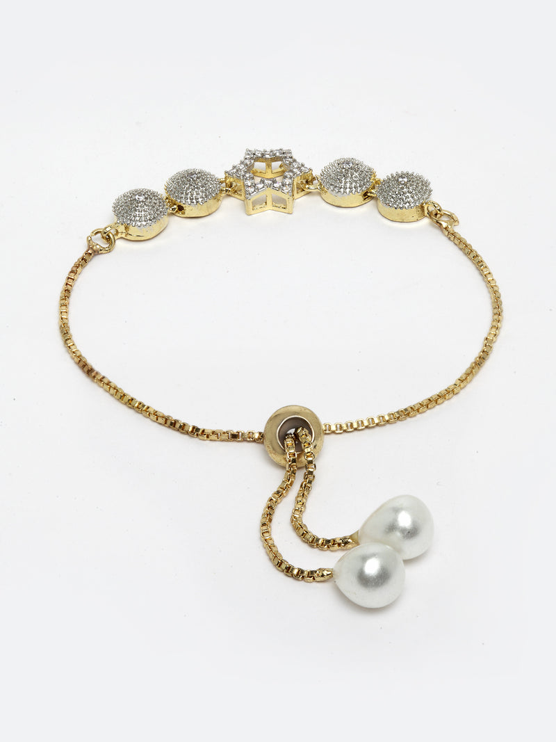 White & Gold-Toned Alloy Gold-Plated Studded Jewellery Set Combo
