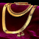 Gold-Plated Red & Green Temple Coin Jewellery Set with Bangles & Earrings