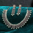Green American Diamond Gold-Plated with Rose-Tone Stone Studded Necklace Set
