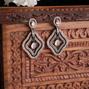 Rose Gold-Plated Gunmetal Toned Grey American Diamond studded Layered Drop Earrings