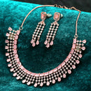Rose Gold-Plated Pink & White AD-Studded Contemporary Jewellery Set