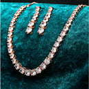 Rose-Tone with Gold-Plated White American Diamond Studded Jewellery Set