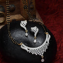 Gold-Plated White & Black Stone-Studded & Beaded Designer Mangalsutra Set