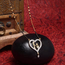 Heart Sharped Design White Gold-Plated American Diamond Studded Beaded Mangalsutra