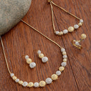 Gold-Plated & White CZ Stone-Studded Jewellery Set Combo