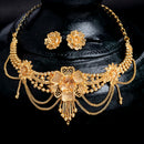 Floral Intricate Textured Gold-Plated Temple Jewellery Set