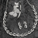Rhodium Plated Silver Toned Butterfly White Cubic Zirconia Studded Jewellery Set Combo