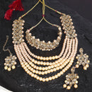 LCT Gold-Plated & Yellow Kundan Studded Multi-Stranded Jewellery Set Combo