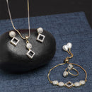 White & Gold-plated American Diamond Studded Jewellery Set Combo
