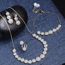 Combo Gold-Plated White American Diamond-Studded Jewellery Set