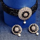 Black & White Gold-Plated American Diamond Studded Choker Necklace Set