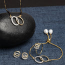 Oval Shaped Gold-Plated & White AD-Studded & Beaded  Mangalsutra