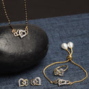 Gold-Plated & White AD-Studded & Beaded Heart Shaped Mangalsutra Set