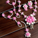 Gold-Plated Pink & White Pearl Gota Patti Flower Jewellery Set Combo ( Haldi, Mehndi, Bridal Shower )
