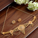 Stylish Gold-Plated Jewellery Set with Flower Shaped Earrings