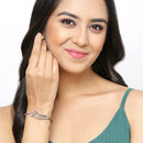 Rose Gold-Plated Black Toned Teardrop Shaped White  American Diamond Studded Bracelet