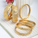 Gold-Plated Set of 6 Textured Handcrafted Bangles