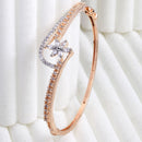 Rose Gold-Plated Flower Shaped Cubic Zirconia Stone-Studded Bracelet