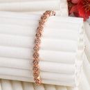 Rose Gold Plated Round Shaped  American diamond Stone-Studded Bracelet