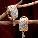 White & Gold-Toned Teardrop Shaped Gold-Plated Studs Earrings