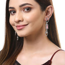 Pink Geometric Shaped Rhodium-Plated with Silver-Tone Drop Earrings