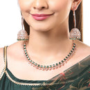 Rose Gold-Plated White & Green American Diamond Studded Jewellery Set