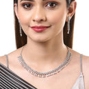 Rhodium-Plated with Silver-Tone & White American Diamond Studded Jewellery Set