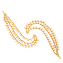 Gold-Toned White Drop Beaded Layered Gold-Plated Earring Chain