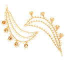 White Floral Shaped Gold-Plated Half Hoop Earrings