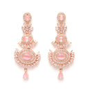 Rose Gold-Plated Pink American Diamond Studded Maang Tikka  With Earring