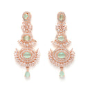 Rose Gold-Plated Sea Green American Diamond Studded Maang Tikka  With Earring