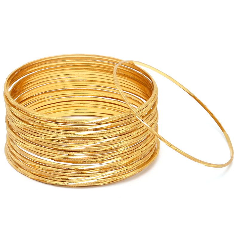 Set Of 24 Gold-Plated Textured Bangles