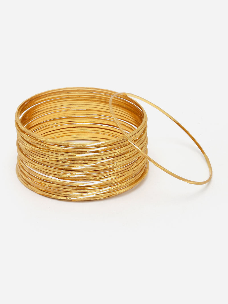 Set Of 24 Gold-Plated Textured Bangles