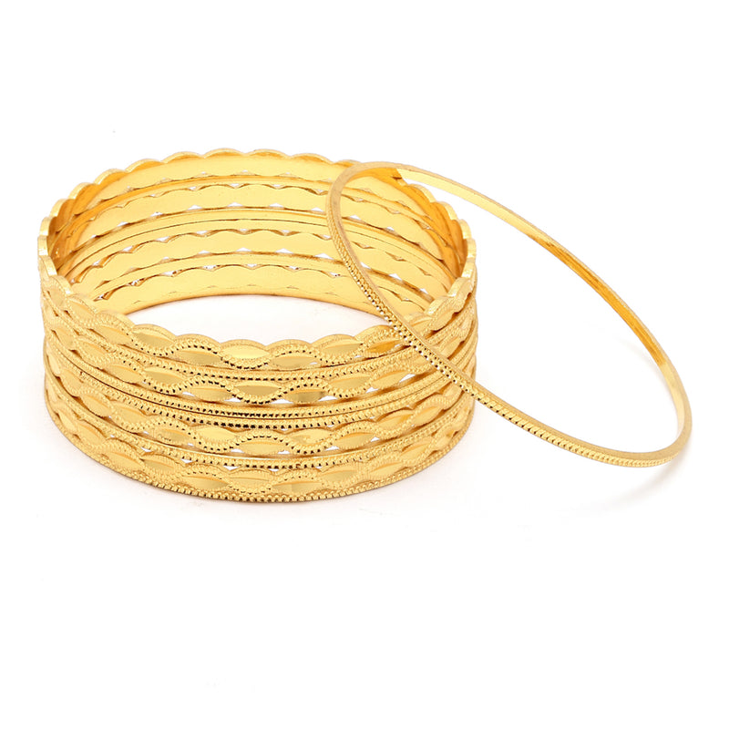 Set of 10 Gold-Plated Textured Handcrafted Bangles