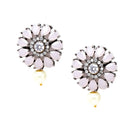 Rhodium-Plated with Silver-Tone Pink Stone Studded Oxidized Choker Jewellery Set